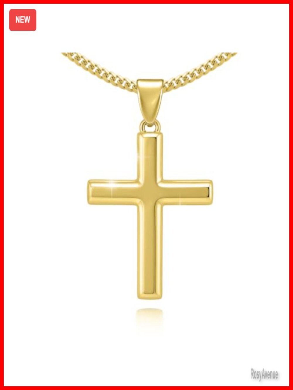 14K Gold Plated Cross Necklace Copper Base